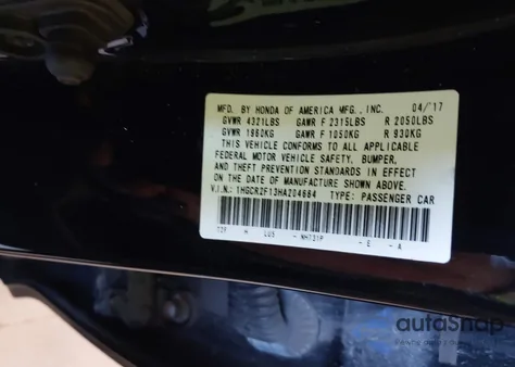 2017 Honda Accord Sport Se z USA, uszkodzony, nr VIN 1HGCR2F13HA204684